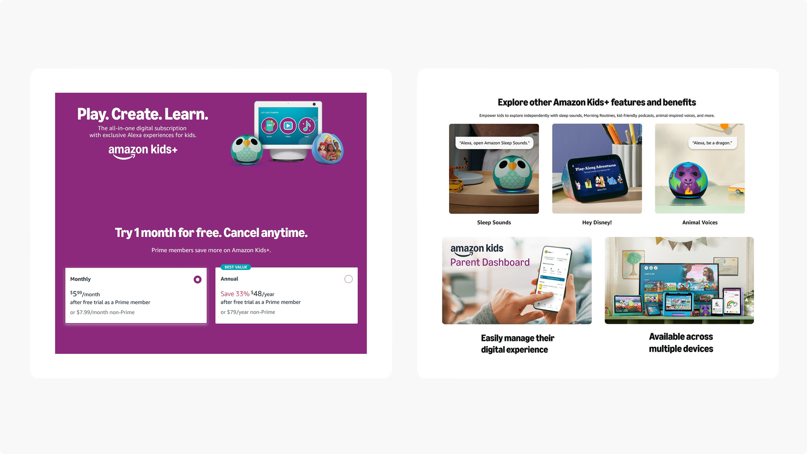 Amazon Kids+ subscription at a glance