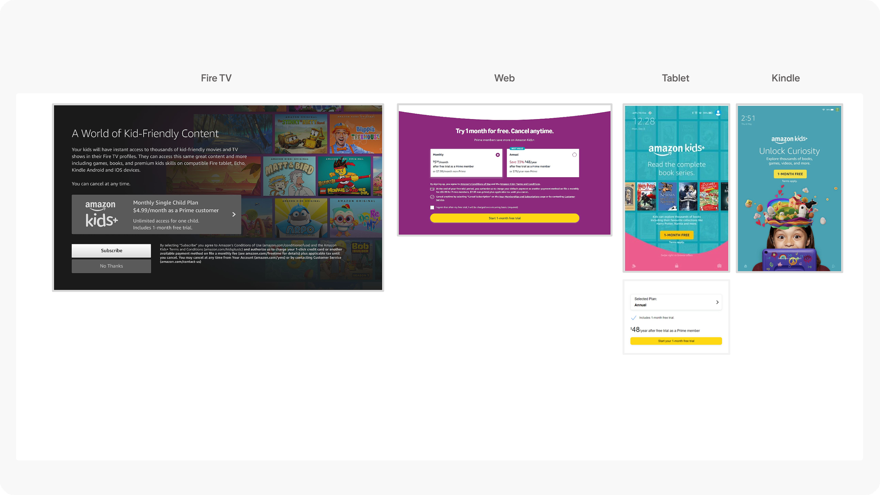 Existing upsells across Kids platforms