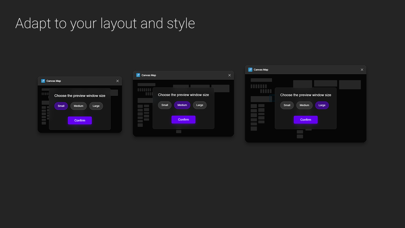 Choose a Small, Medium, or Large preview window to fit your layout
