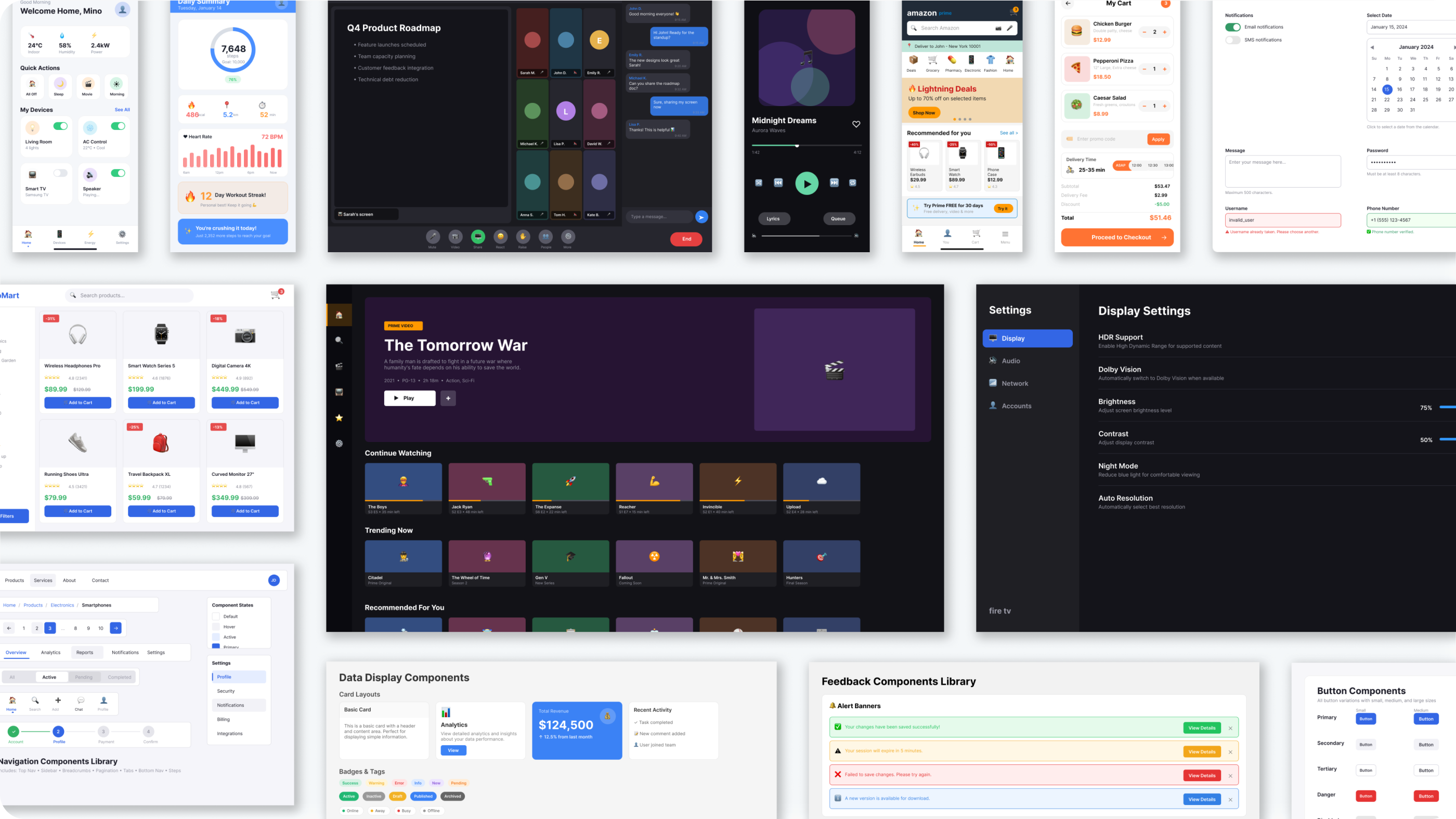 A gallery of UI mockups and components generated with 1magine