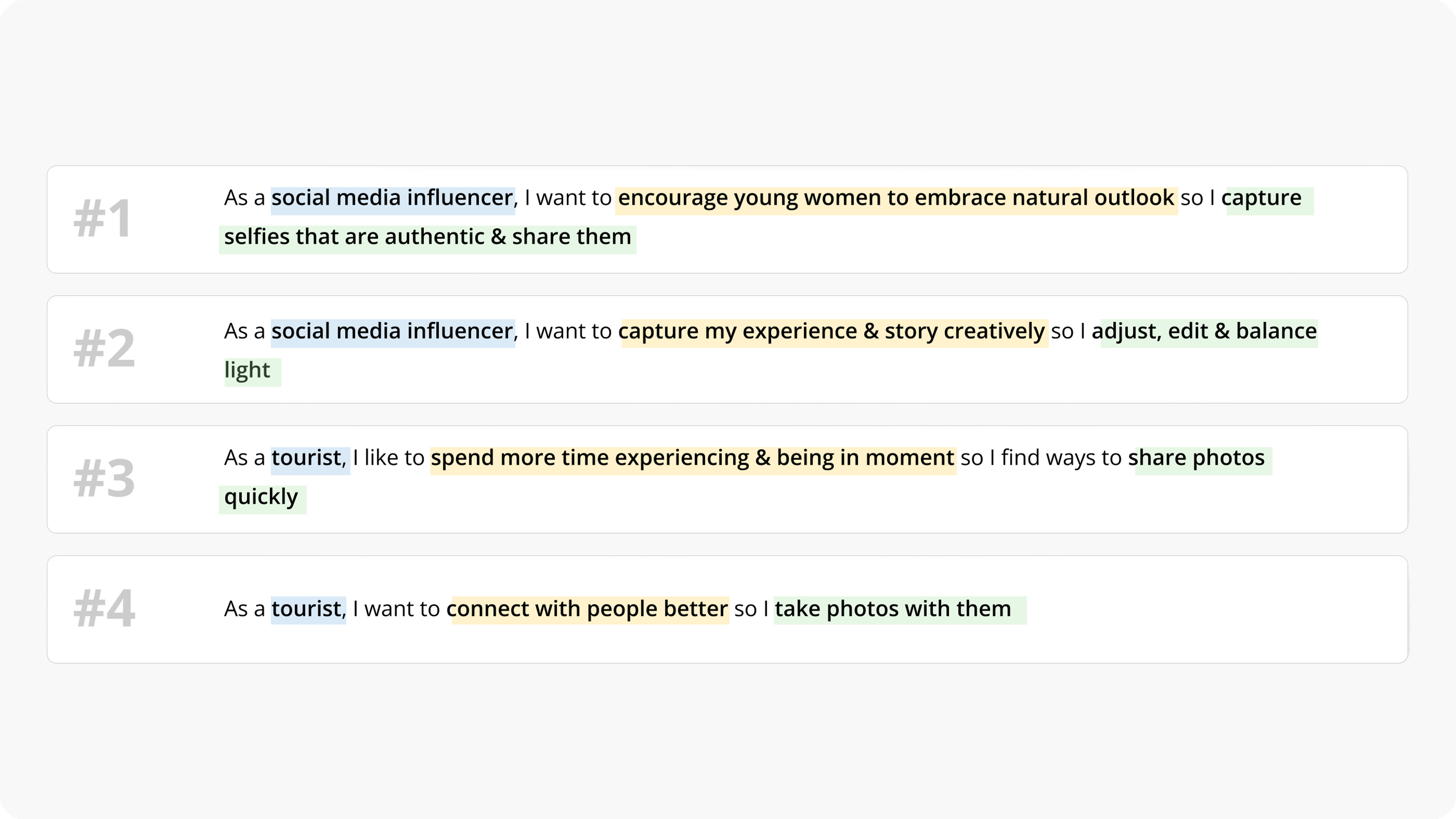 User stories